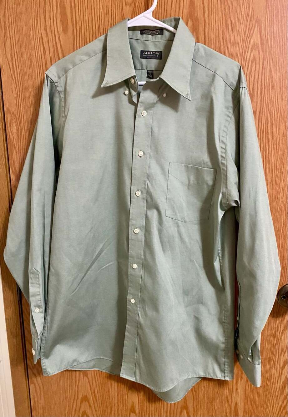 Arrow Fairfield Pinpoint Shirt Size 16 34/35 Green Long Sleeve